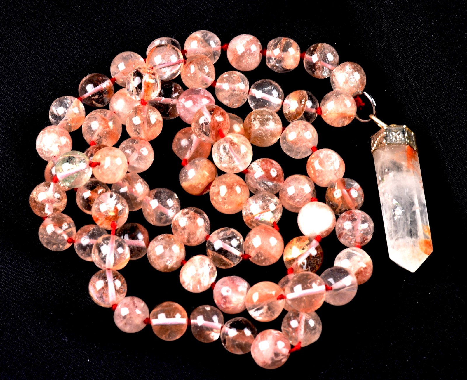 satyaloka Red Azeztullite  agnitite necklace with agnitite pendant  #8076