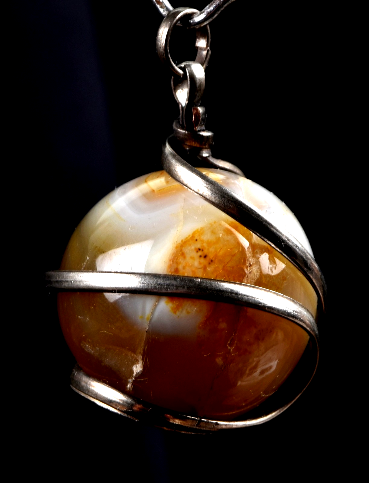 mystic Sulemani stone sphere cave pendant  luck wealth protection shaman  #8214