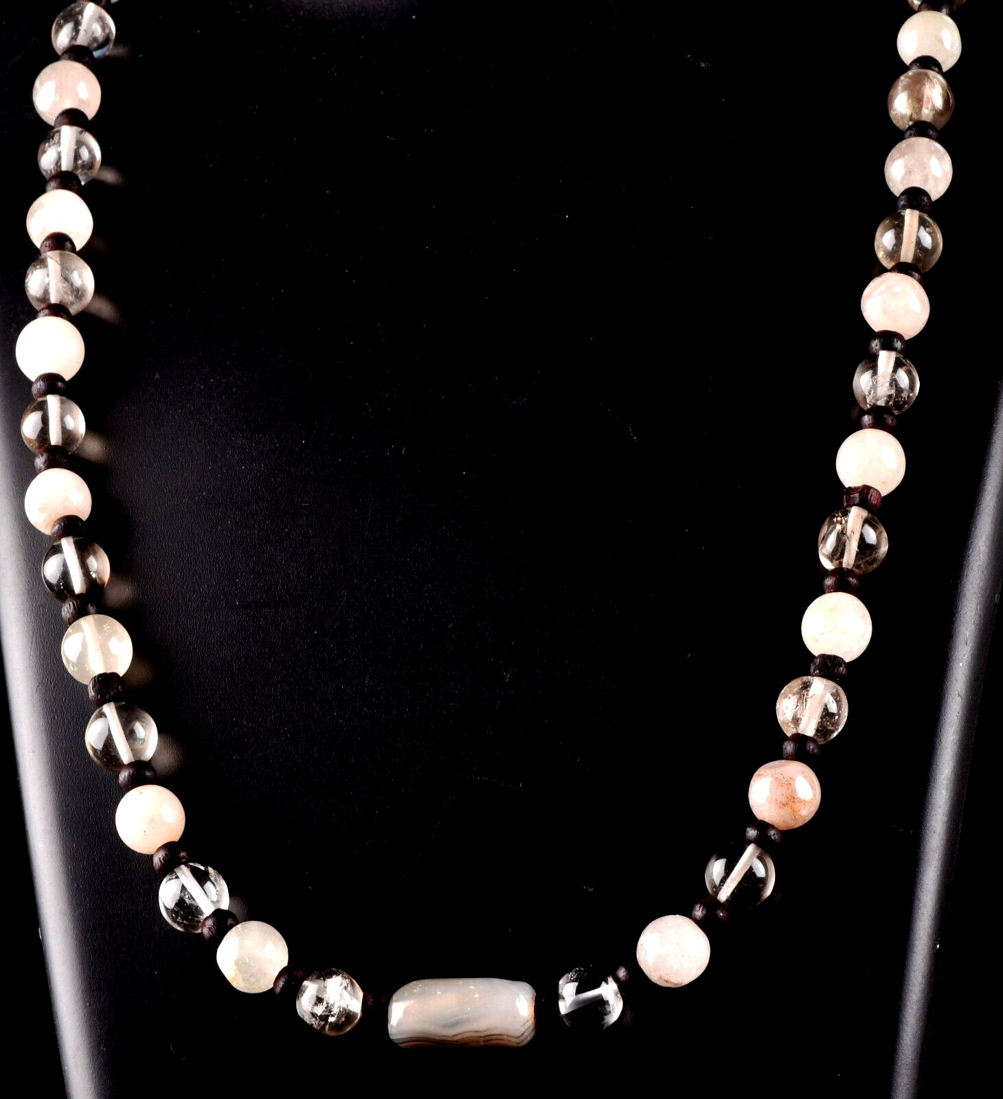 satyaloka  quartz ,sulemani  bead necklace  #7027