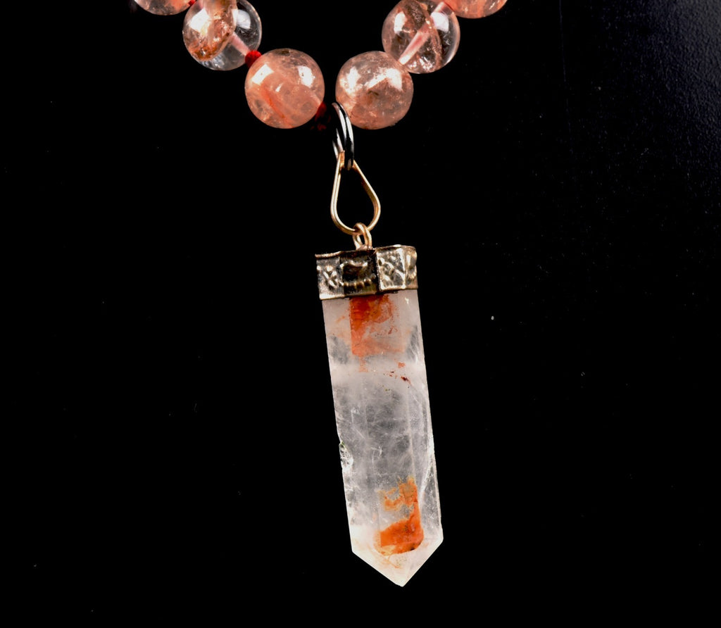 satyaloka Red Azeztullite  agnitite necklace with agnitite pendant  #8076