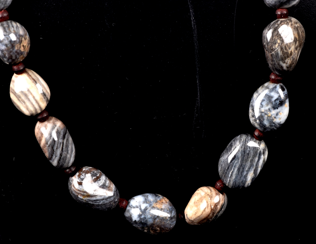 old sulemani  dzi/bhaisajyaguru/ shaman bead necklace with  reach patina #8144