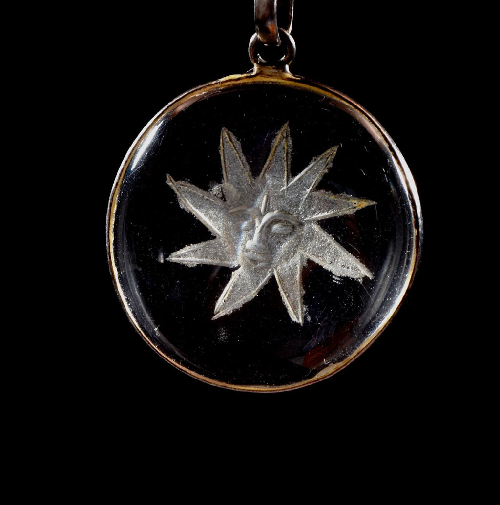 Satyaloka satyamani  region quartz  sun  pendant in silver  synergy 12  #1025
