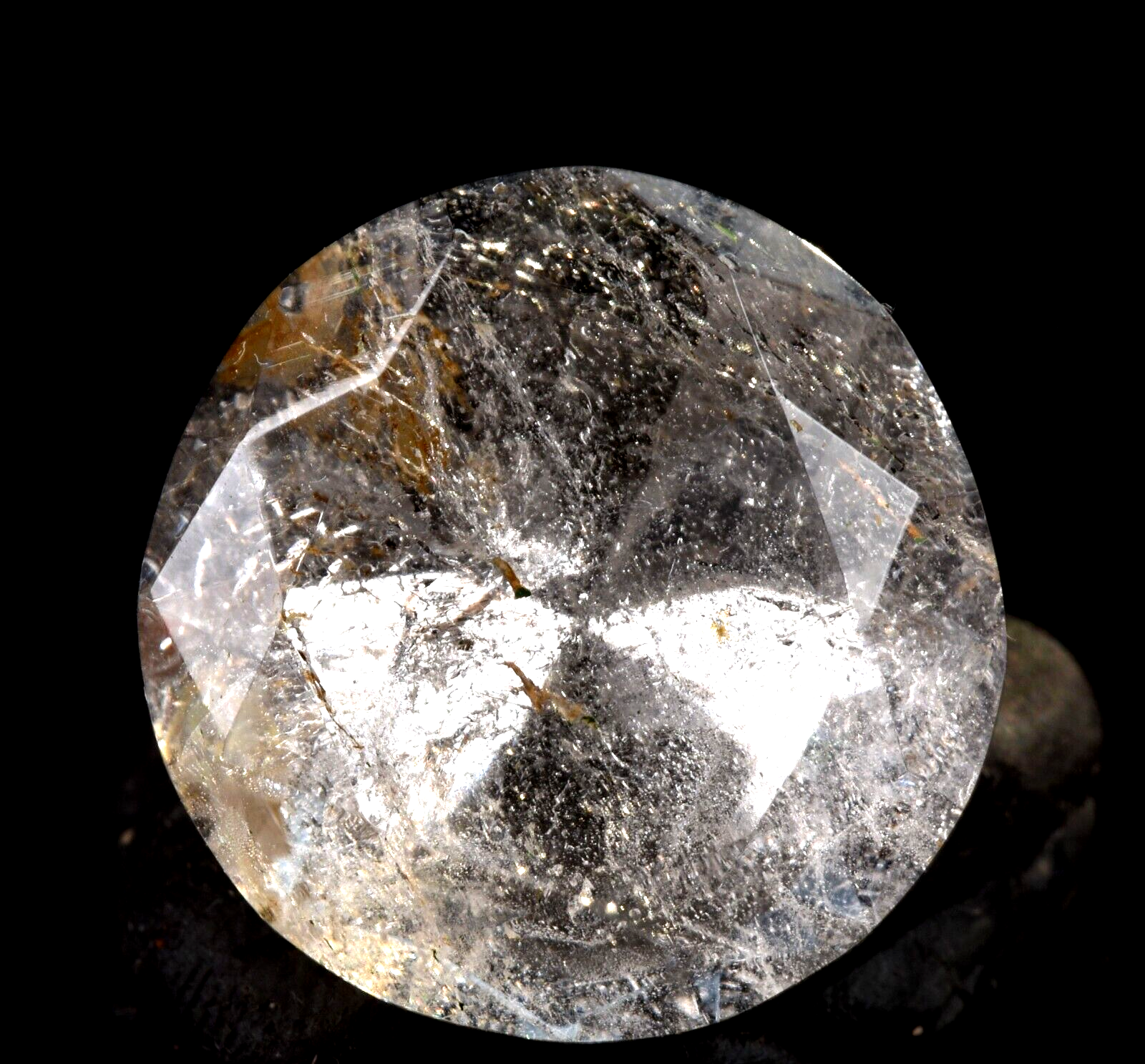 Satyaloka  golden healer rainbow  Brilliant cut Diamond crystal #7514