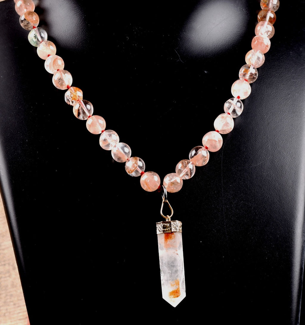 satyaloka Red Azeztullite  agnitite necklace with agnitite pendant  #8076