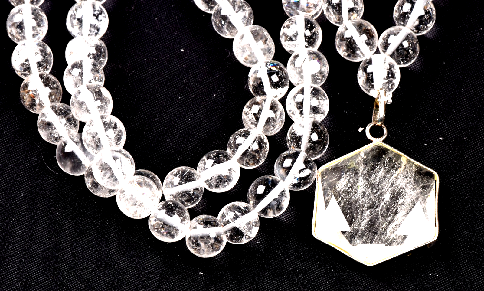 satyaloka  Azeztullite 108 beads rosary +satyaloka hexagonal pendant mala # 8154