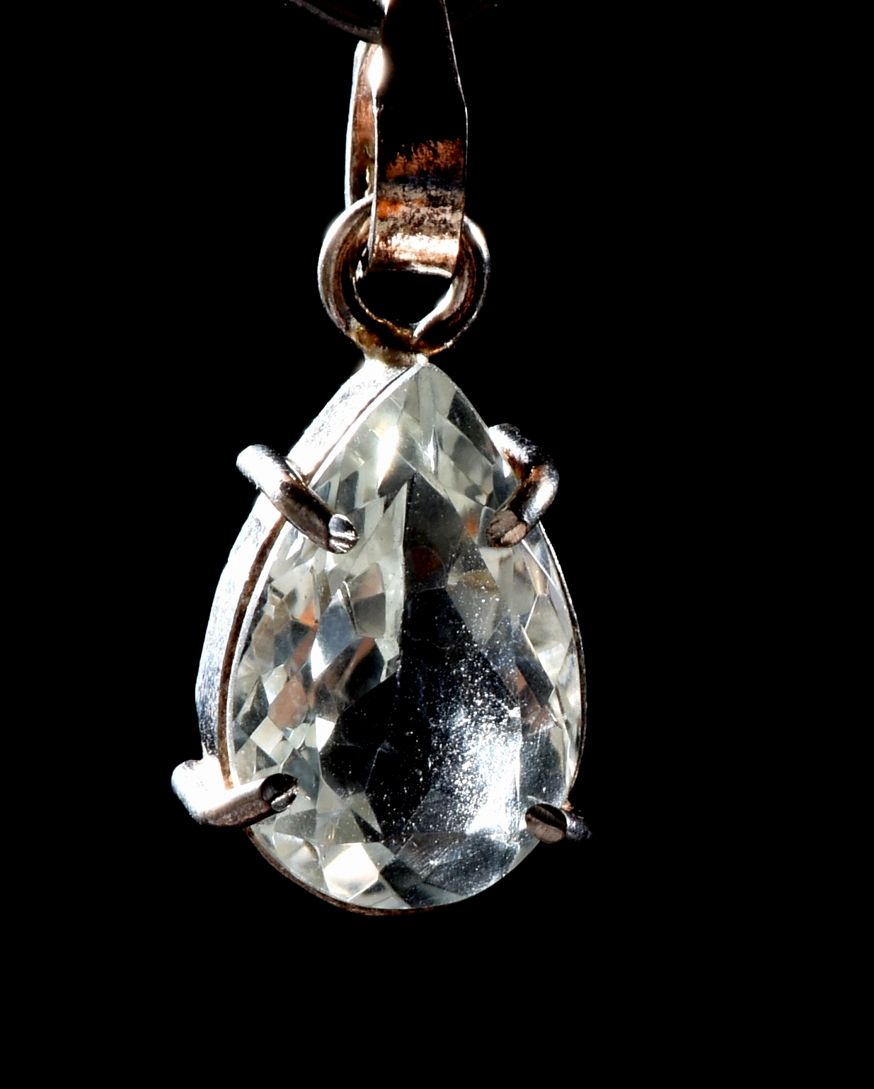 Satyaloka quartz high frequency  faceted sterling silver pendant# 1038