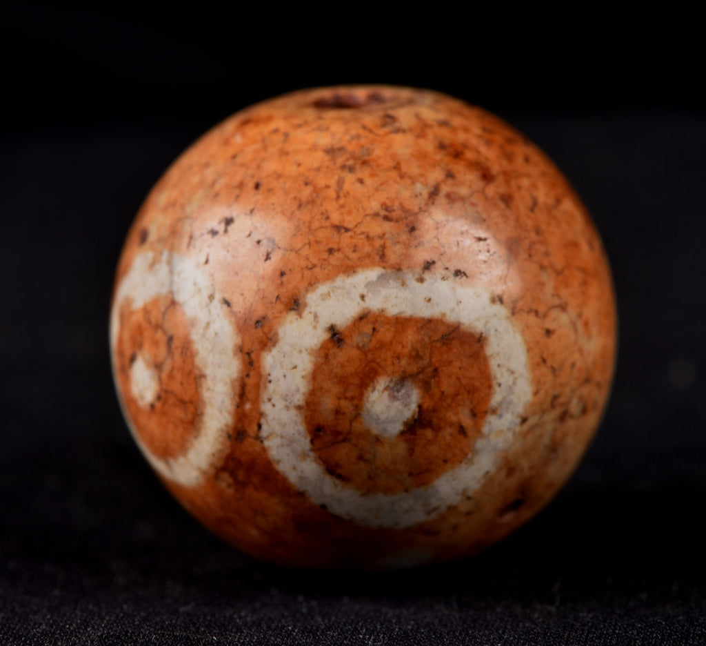 Mystic old pumtek  dzi/bhaisajyaguru/ ''evil eye'  bead with  reach patina #7798