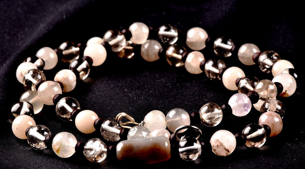 satyaloka  quartz ,sulemani  bead necklace  #7027