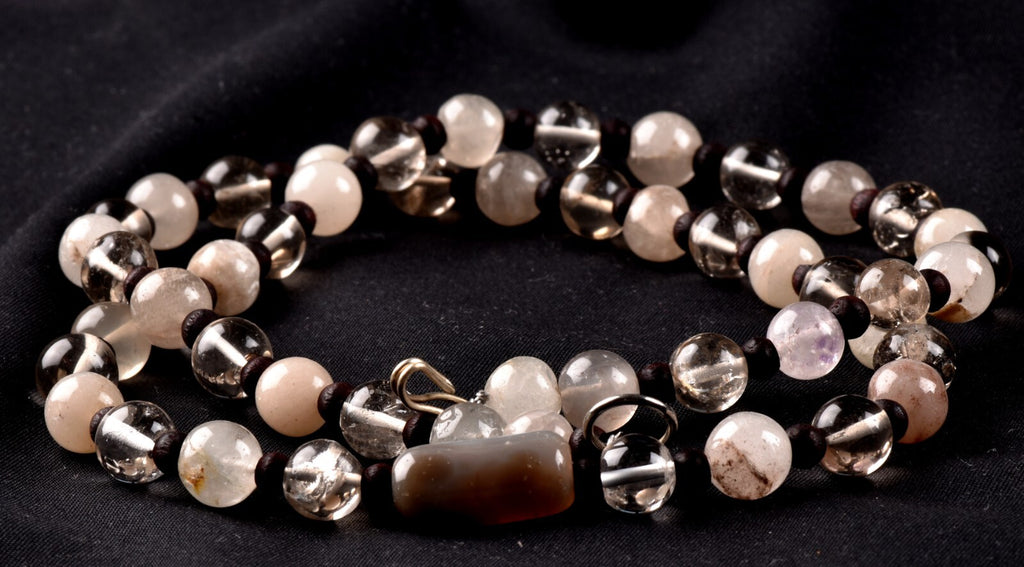 satyaloka  quartz ,sulemani  bead necklace  #7027