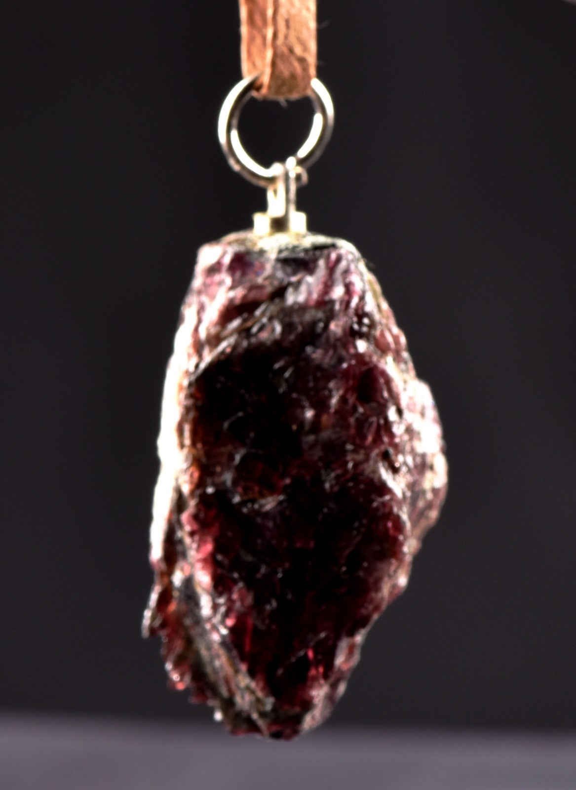 Garnet natural  juicy gem pendant with cord  passion courage shaman 8243