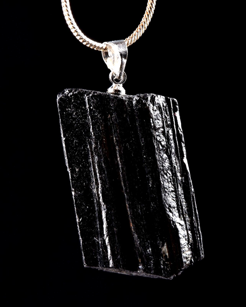 black tourmaline schroll  deflact negativity pendant with 22''chain # 7262
