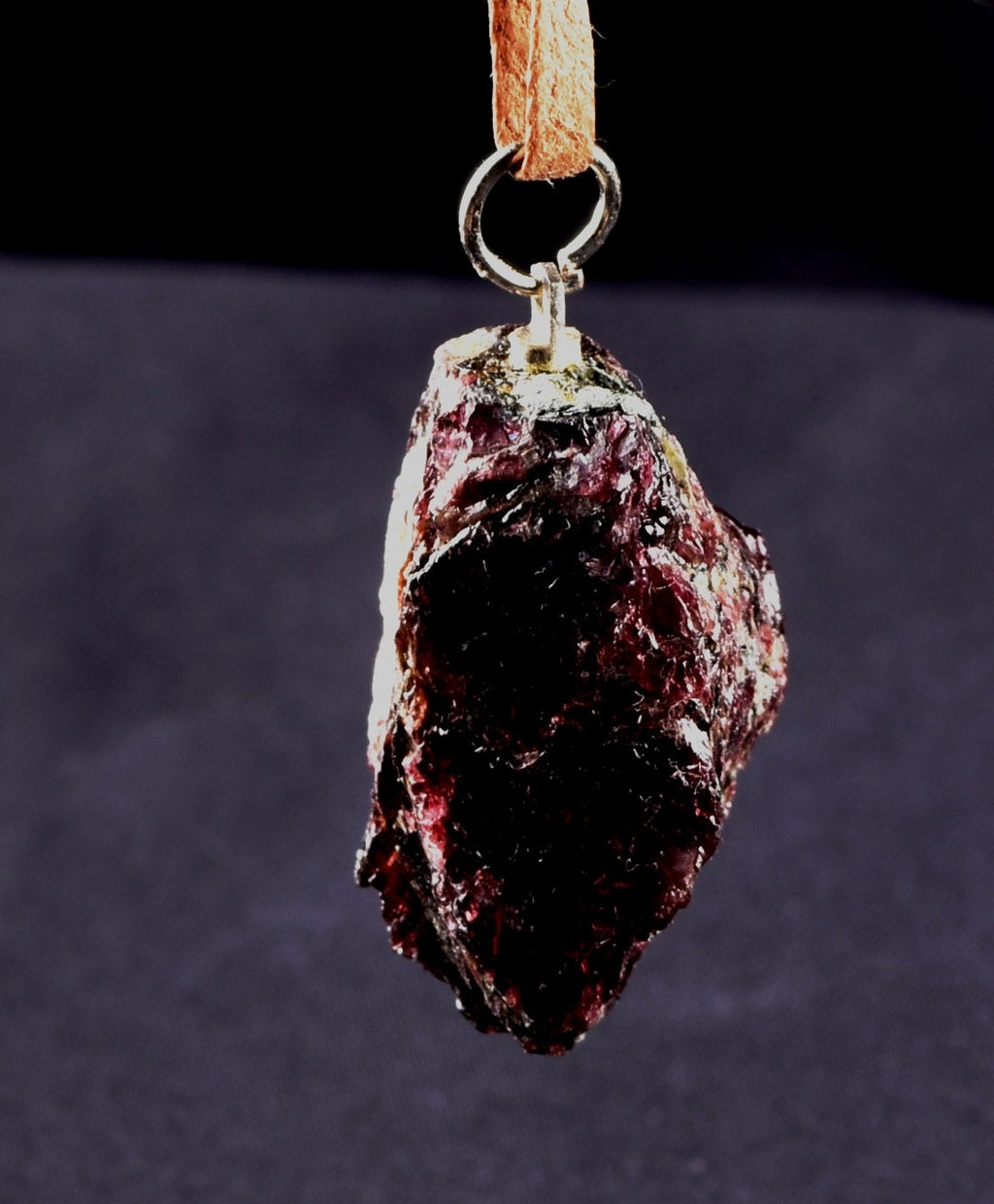 Garnet natural  juicy gem pendant with cord  passion courage shaman 8243
