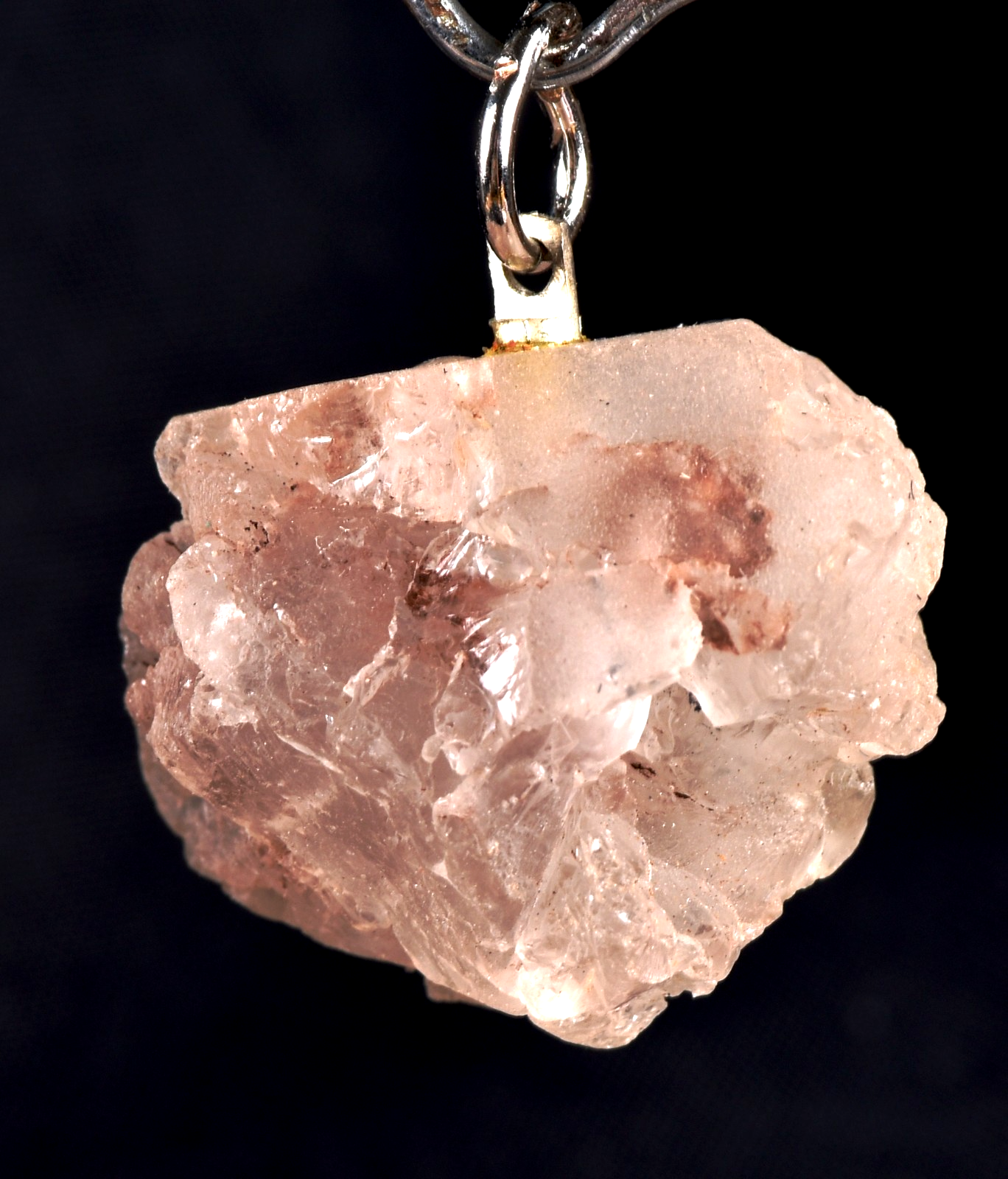 Nirvana  Himalayan  growth interference glacial pink ice quartz pendant #8029
