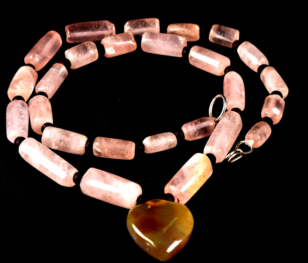 rose quartz unconditional love.   self-forgiveness and acceptance necklace #7895