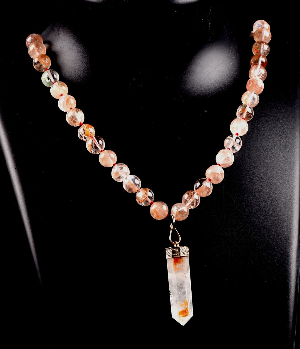satyaloka Red Azeztullite  agnitite necklace with agnitite pendant  #8076