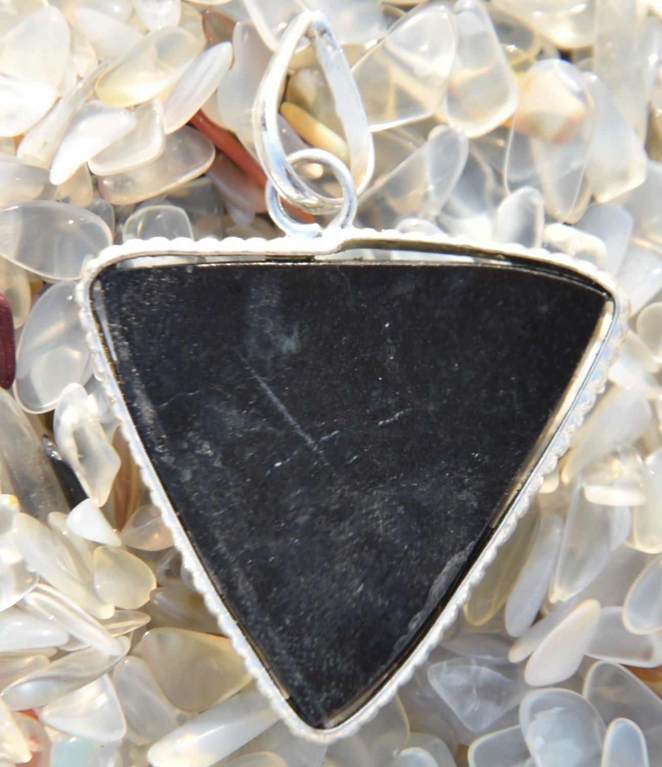 Black tourmaline  three side pointed pendant dispelling fear,obsession,neurosis