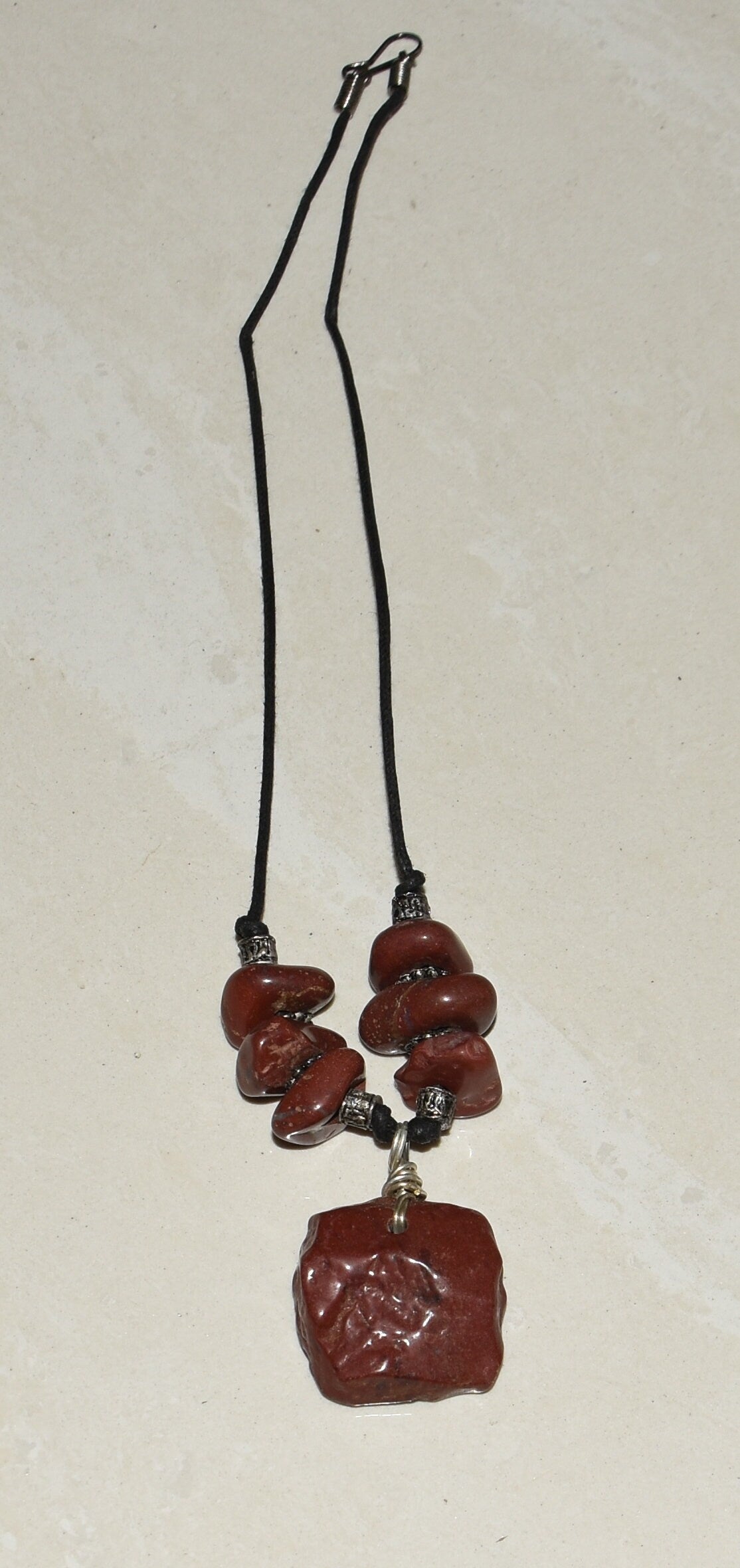 Red jasper necklace transmuting emotional, mental and physical pain,   7707