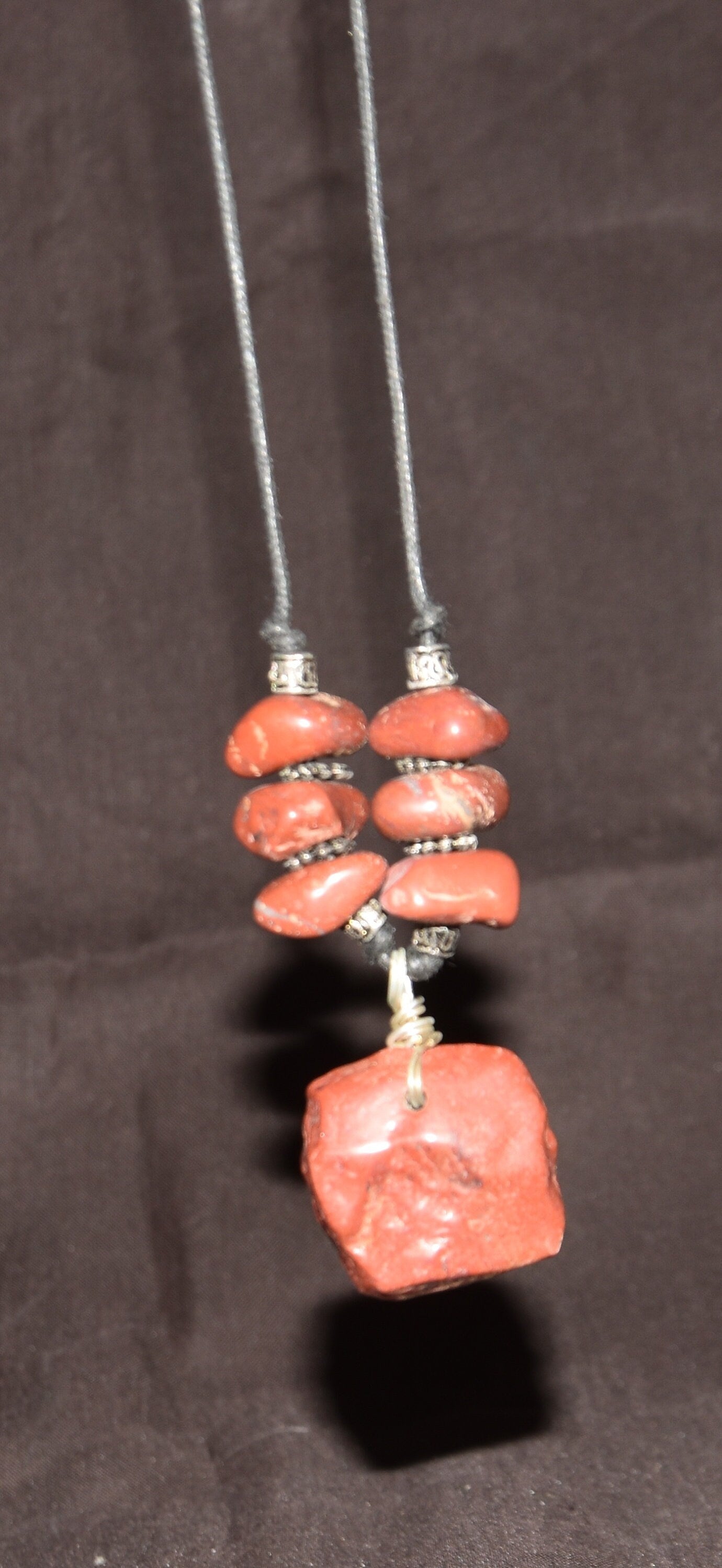 Red jasper necklace transmuting emotional, mental and physical pain,   7707