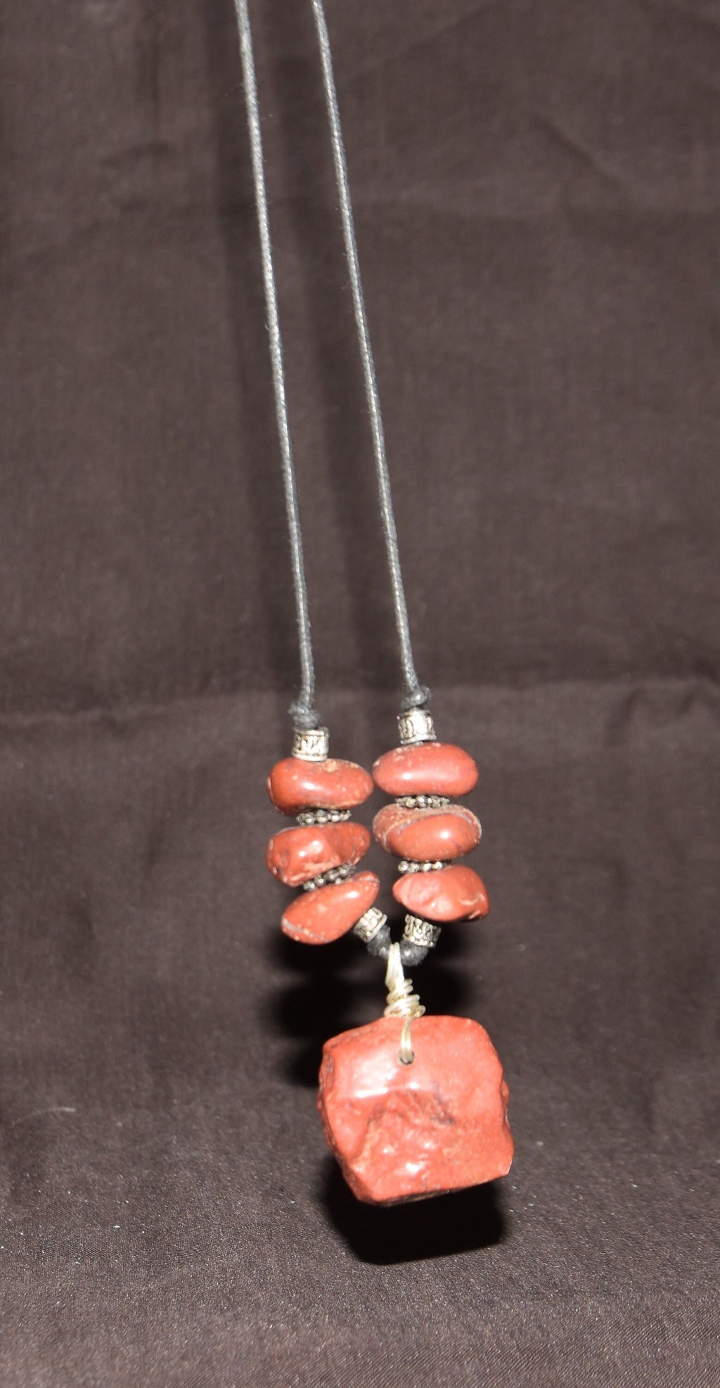 Red jasper necklace transmuting emotional, mental and physical pain,   7707