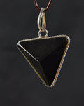 Black tourmaline  three side pointed pendant dispelling fear,obsession,neurosis