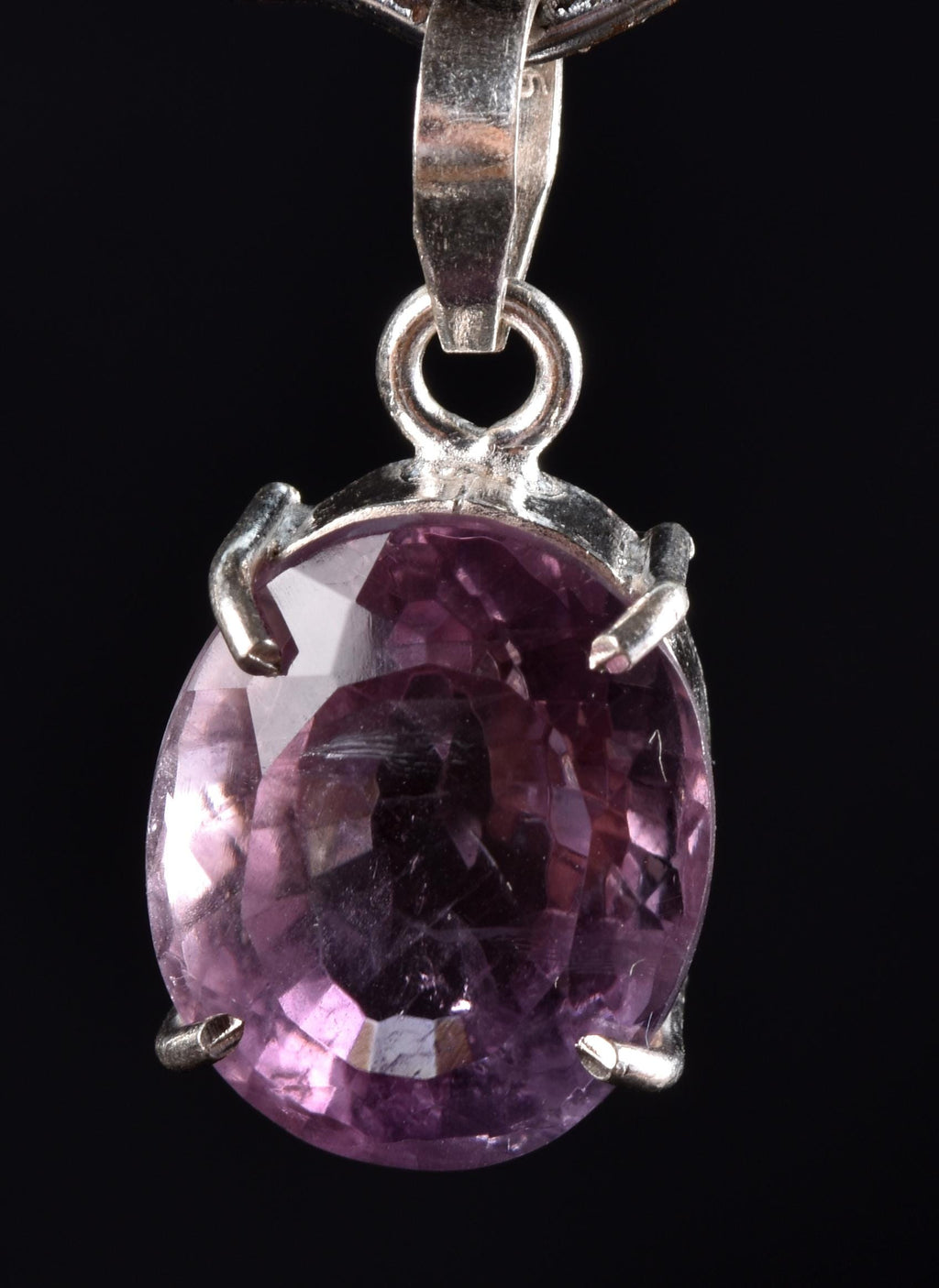 Amethyst sterling silver faceted pendant   Far-infrared radiation negative ion emission #6661