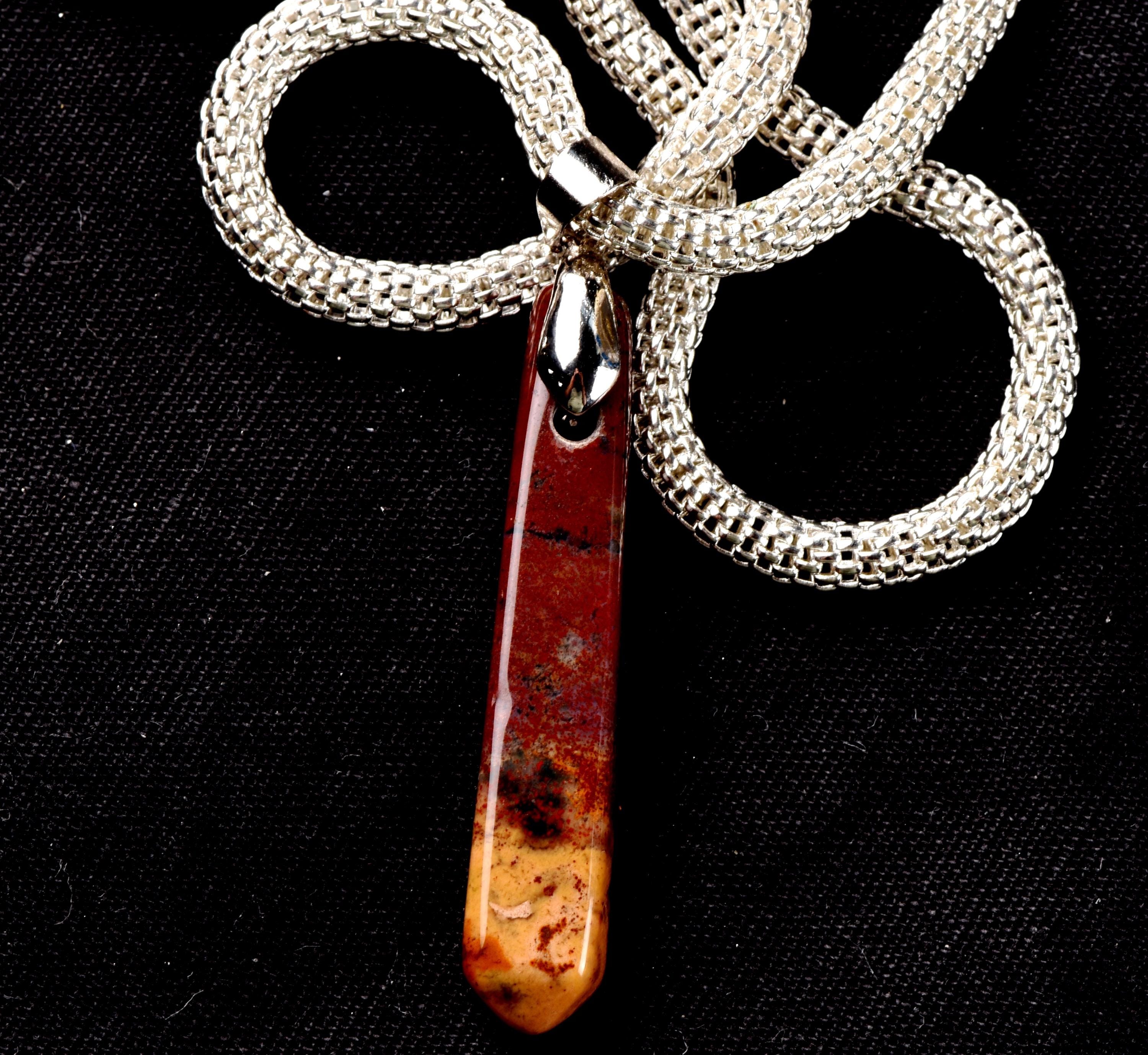 fancy jasper pendant +chain  balances yin/yang energies. This is helpful in many areas of life and can bring healing, peace, and ease. 6904