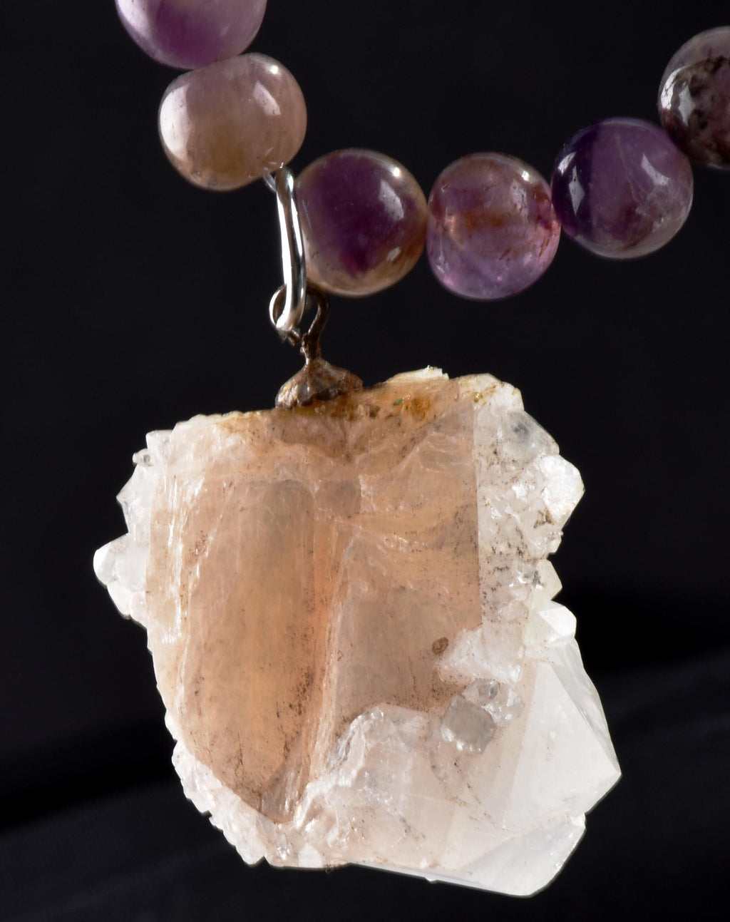 Super seven melody stone necklace  with apophyllite pendant  psychic abilities spiritual elevation 6920