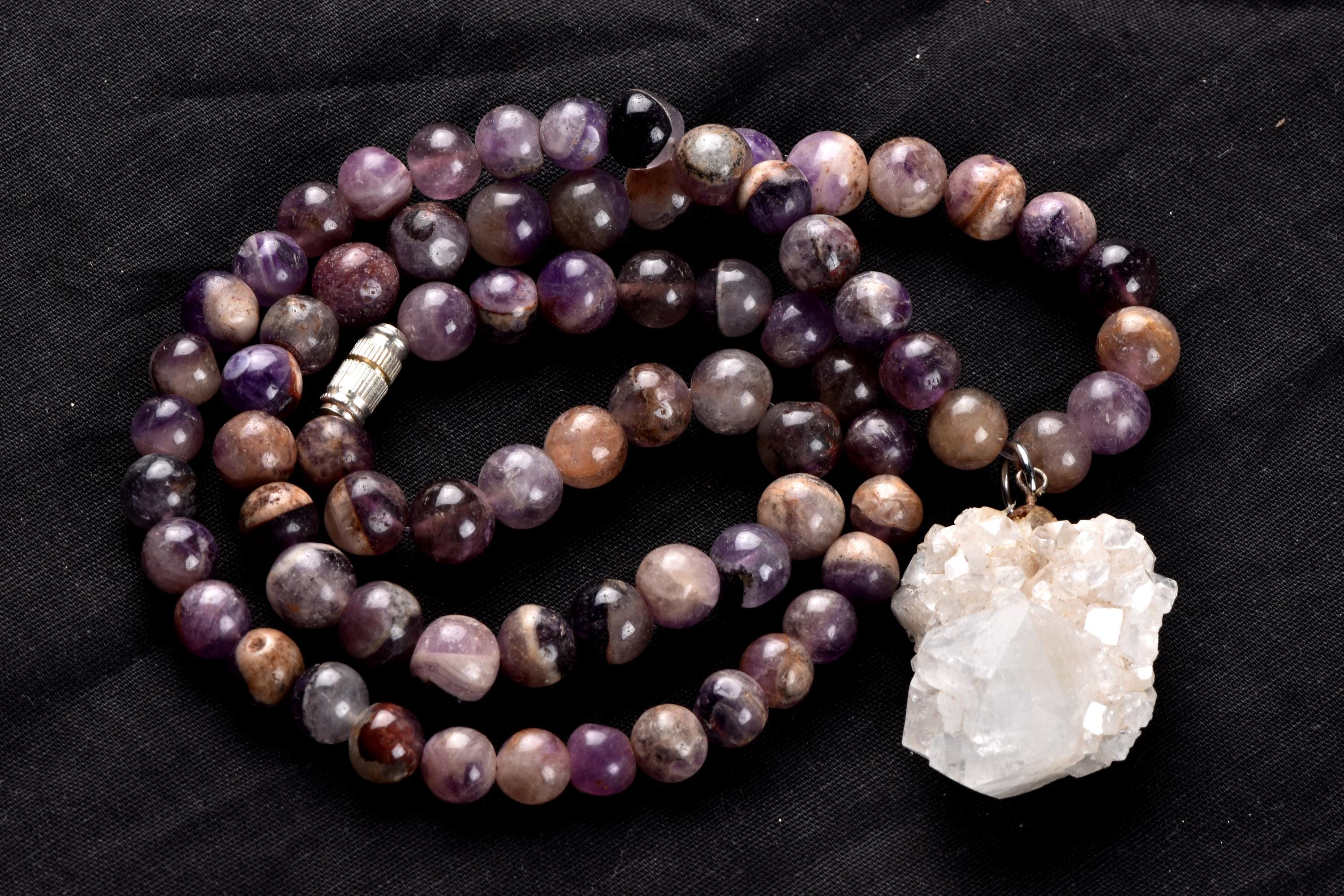 Super seven melody stone necklace  with apophyllite pendant  psychic abilities spiritual elevation 6920