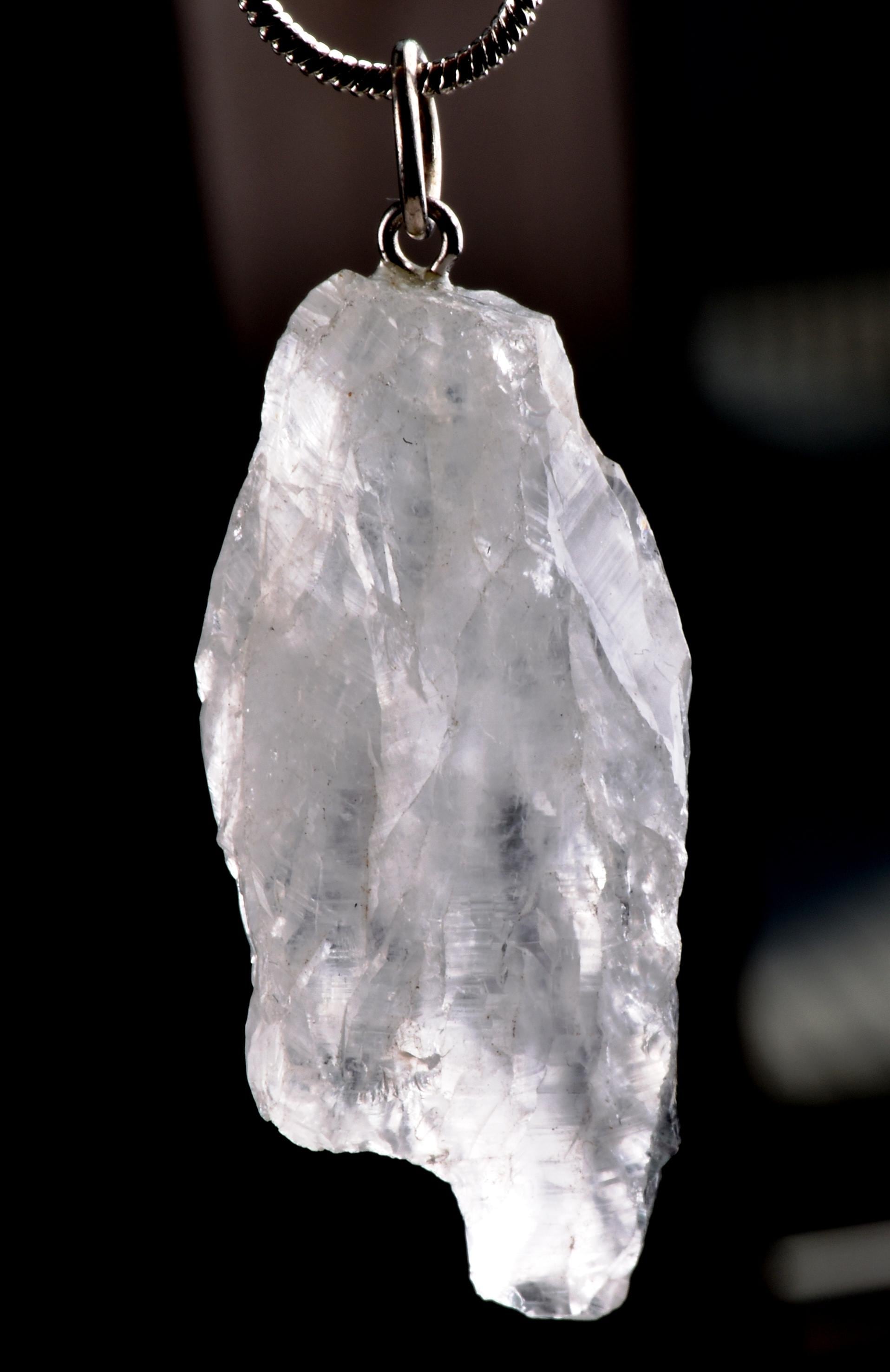Satyaloka   quartz  pendant with chain  High frequency synergy 12 crystal ''sat-chit -ananda  #6900