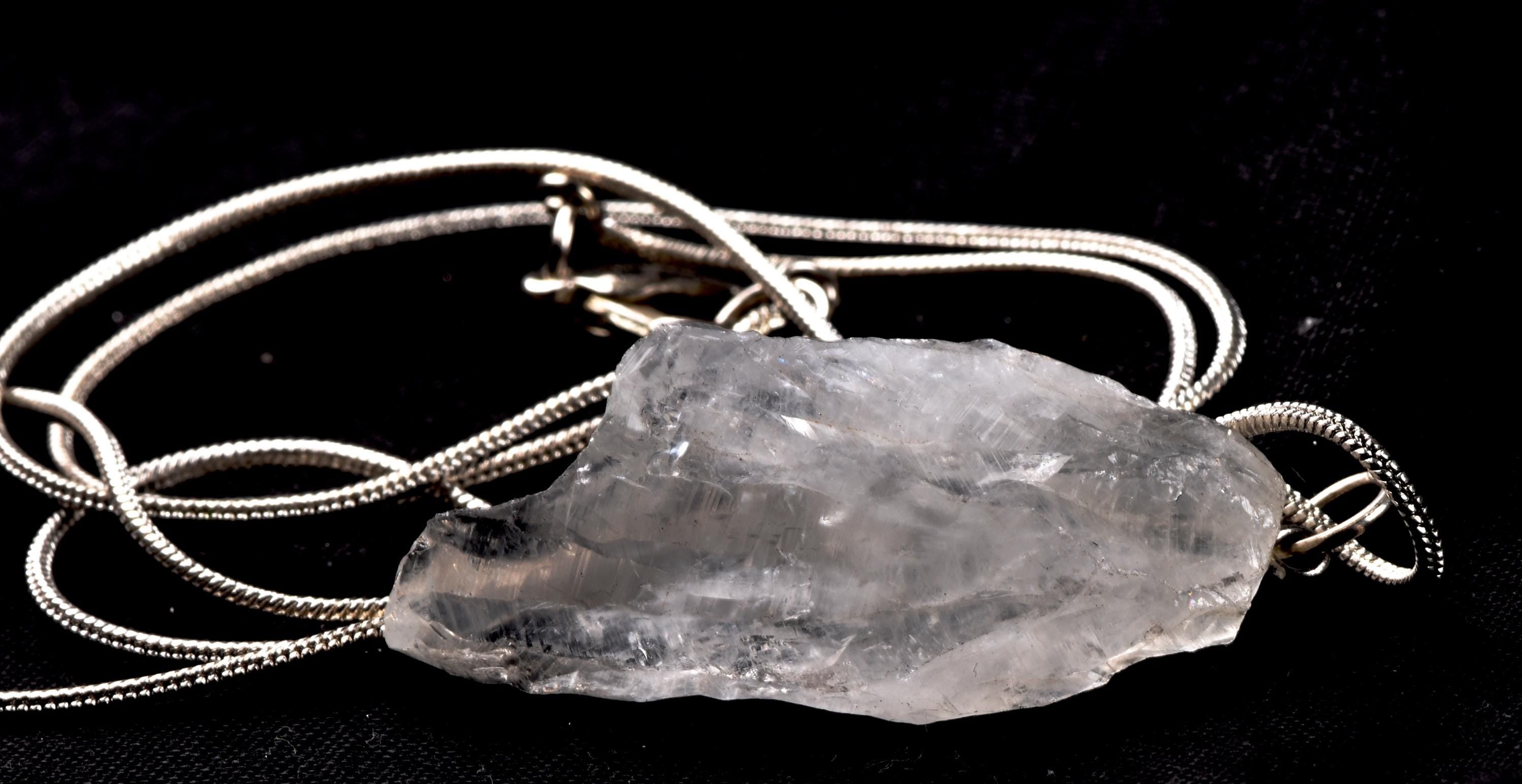Satyaloka   quartz  pendant with chain  High frequency synergy 12 crystal ''sat-chit -ananda  #6900