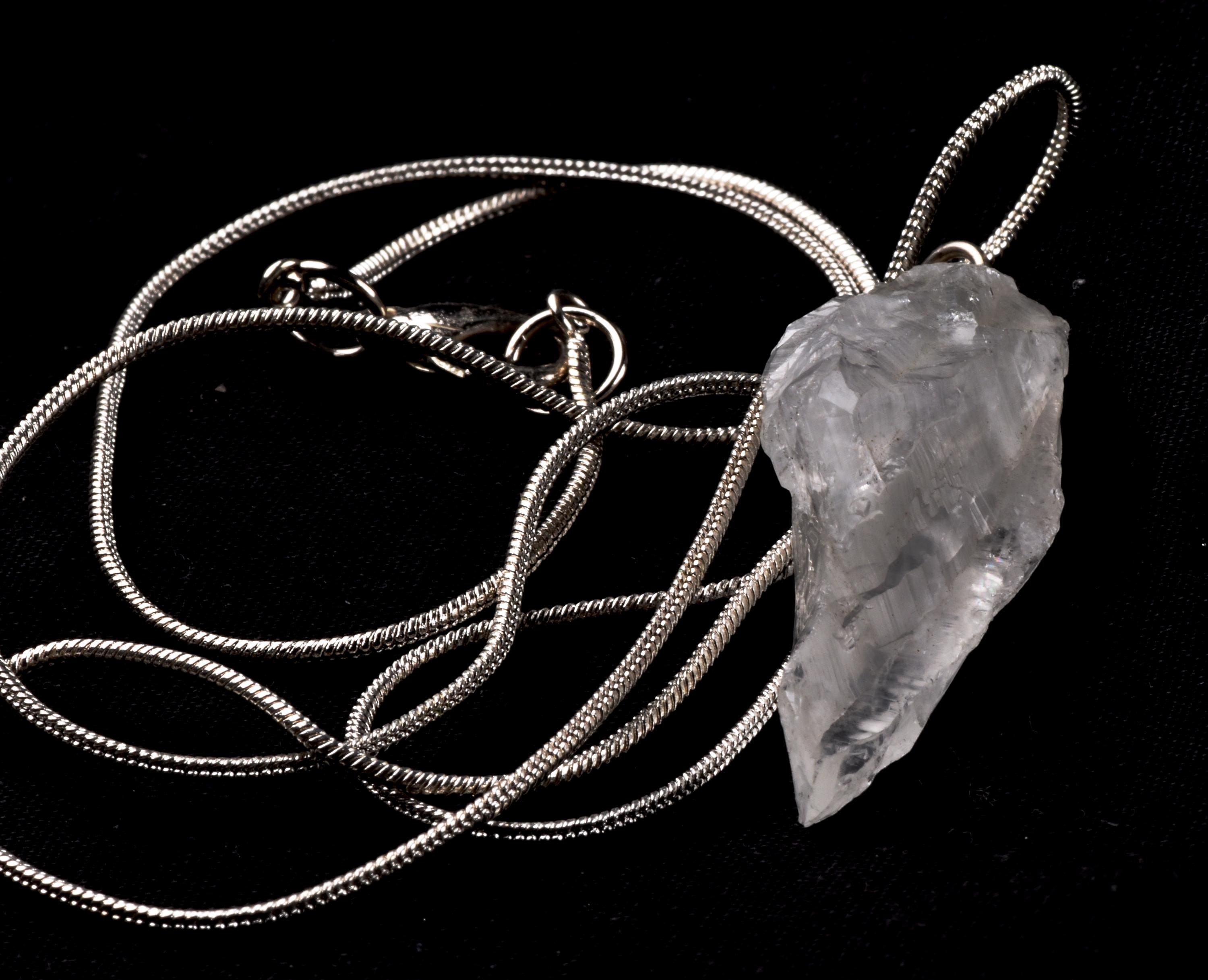 Satyaloka   quartz  pendant with chain  High frequency synergy 12 crystal ''sat-chit -ananda  #6900