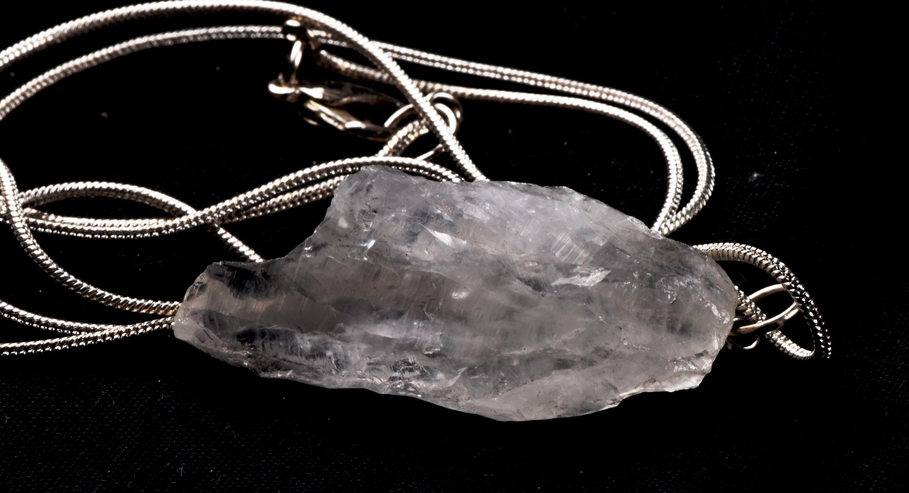 Satyaloka   quartz  pendant with chain  High frequency synergy 12 crystal ''sat-chit -ananda  #6900