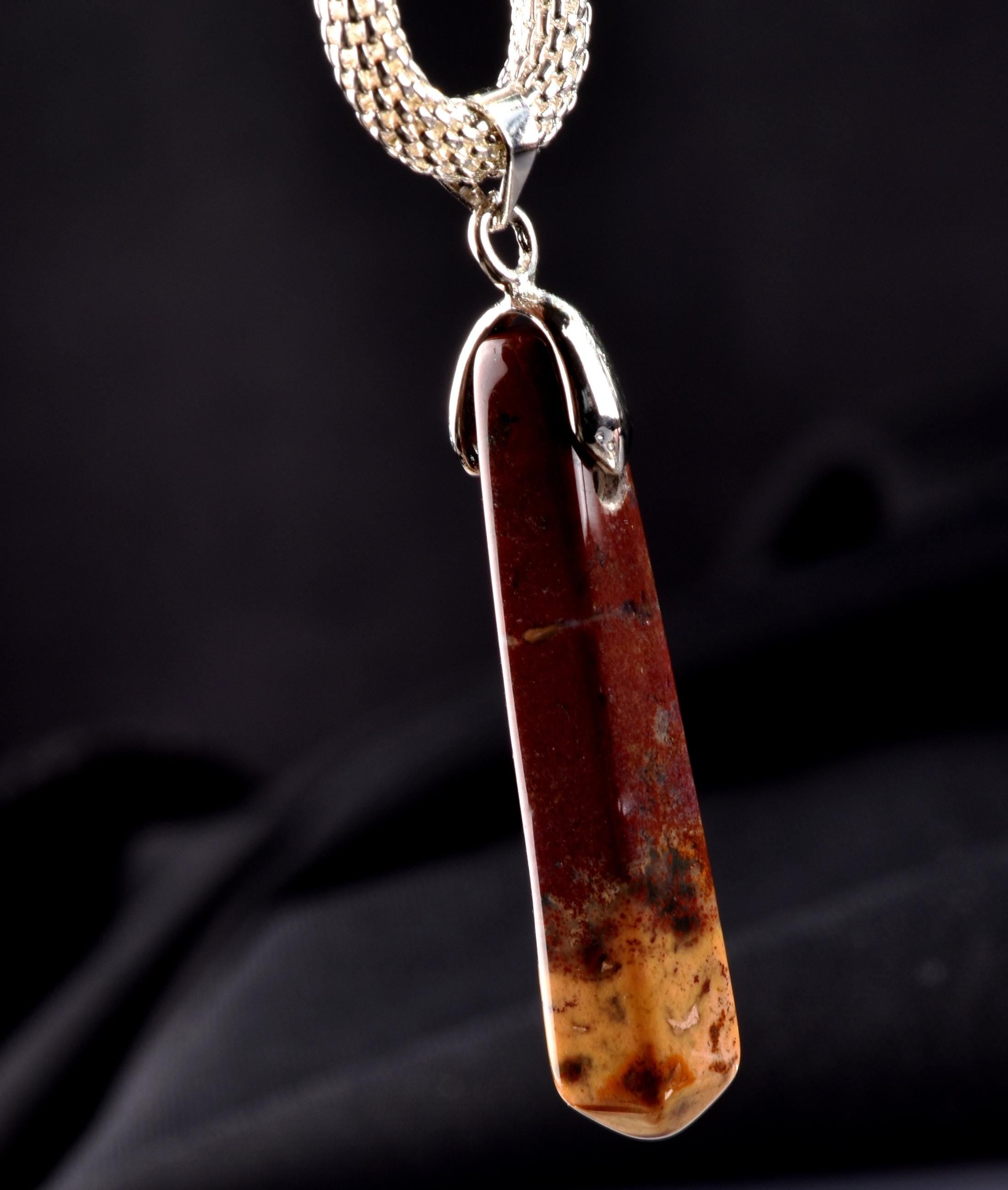 fancy jasper pendant +chain  balances yin/yang energies. This is helpful in many areas of life and can bring healing, peace, and ease. 6904