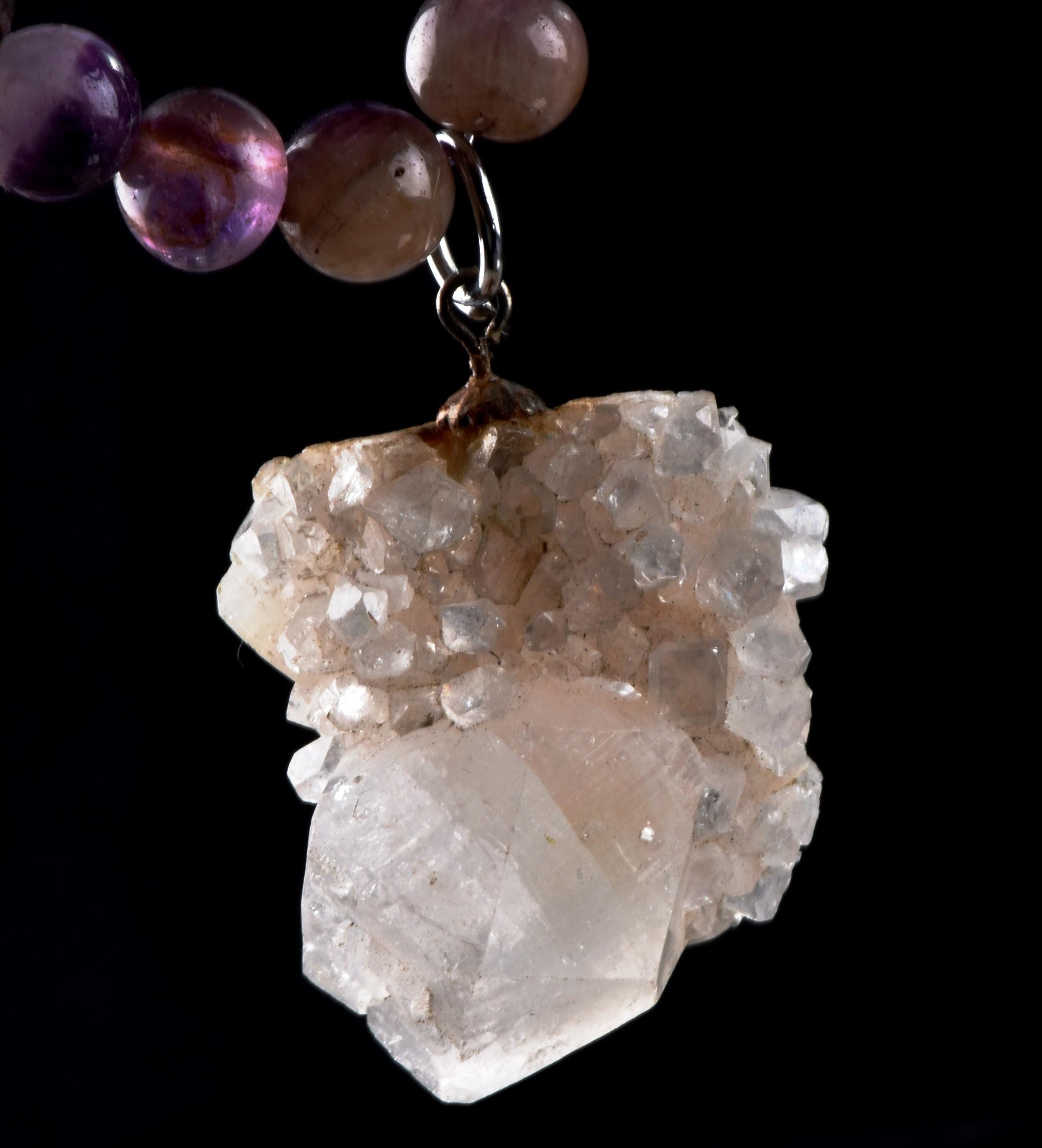 Super seven melody stone necklace  with apophyllite pendant  psychic abilities spiritual elevation 6920