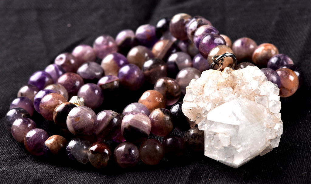 Super seven melody stone necklace  with apophyllite pendant  psychic abilities spiritual elevation 6920