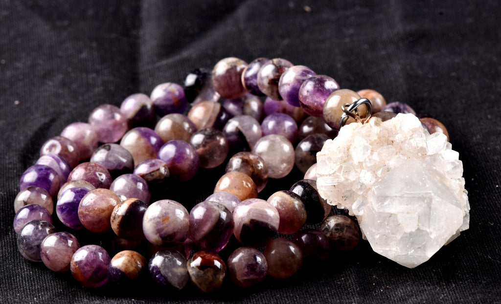Super seven melody stone necklace  with apophyllite pendant  psychic abilities spiritual elevation 6920