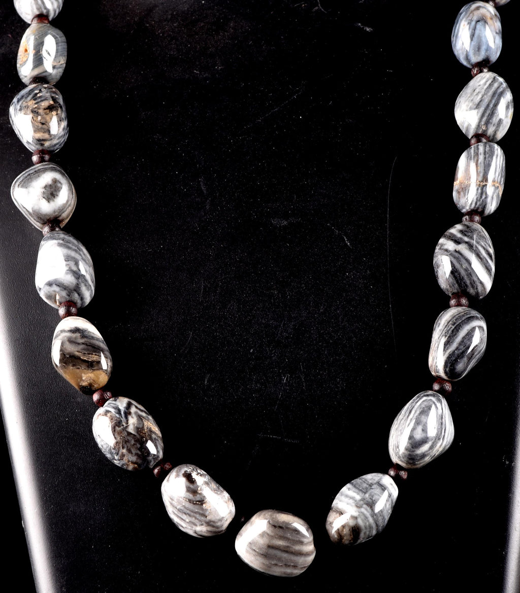rare black /grey Suleimani rare tumble stone necklace   #7025
