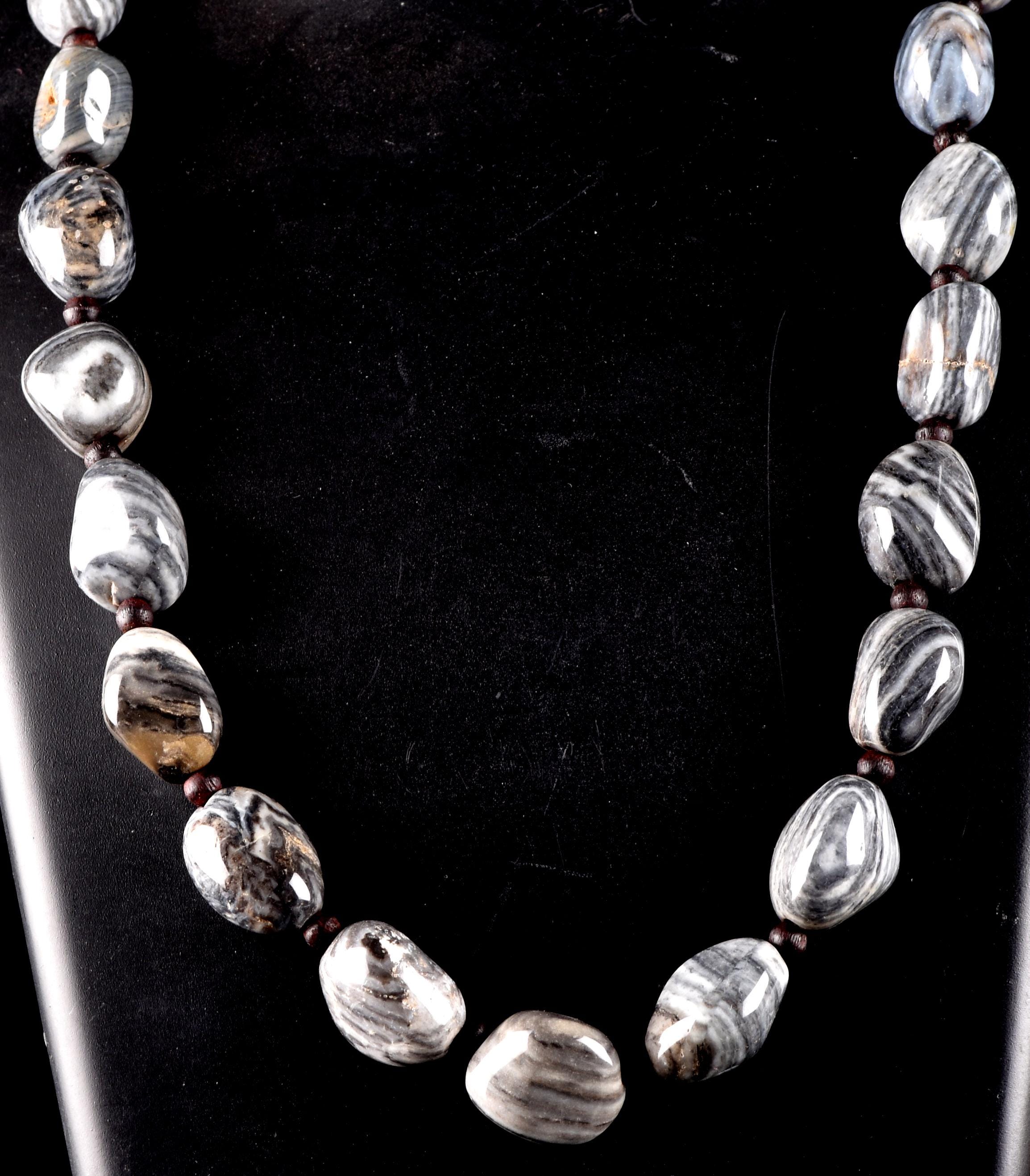 rare black /grey Suleimani rare tumble stone necklace   #7025