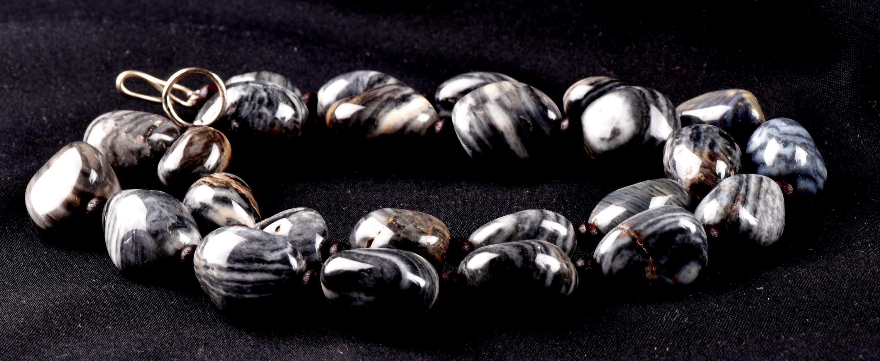 rare black /grey Suleimani rare tumble stone necklace   #7025