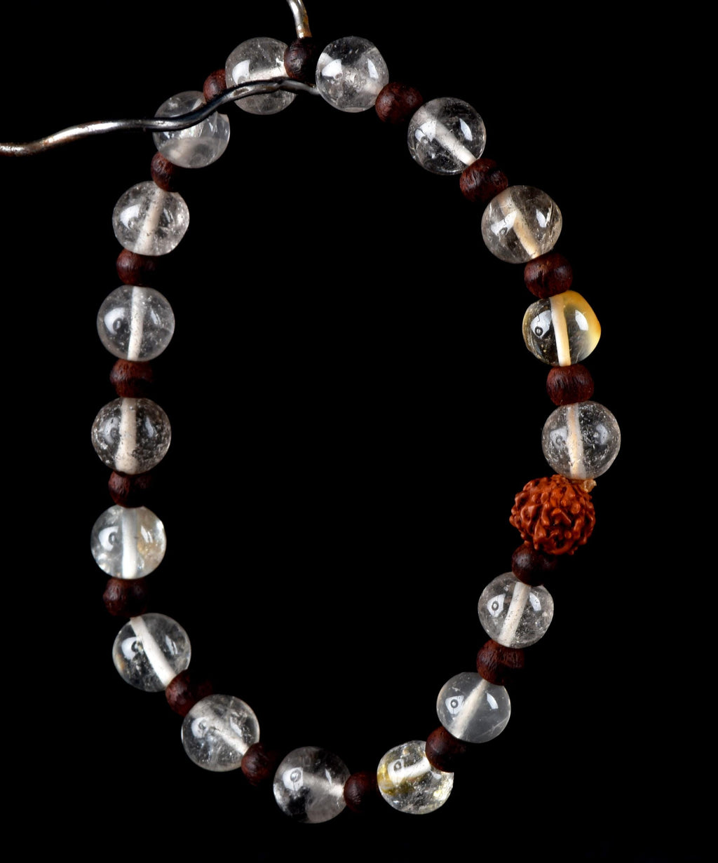 Satyaloka  region quartz  rudraksha stretchable bracelet synergy 12 crystal.#7012