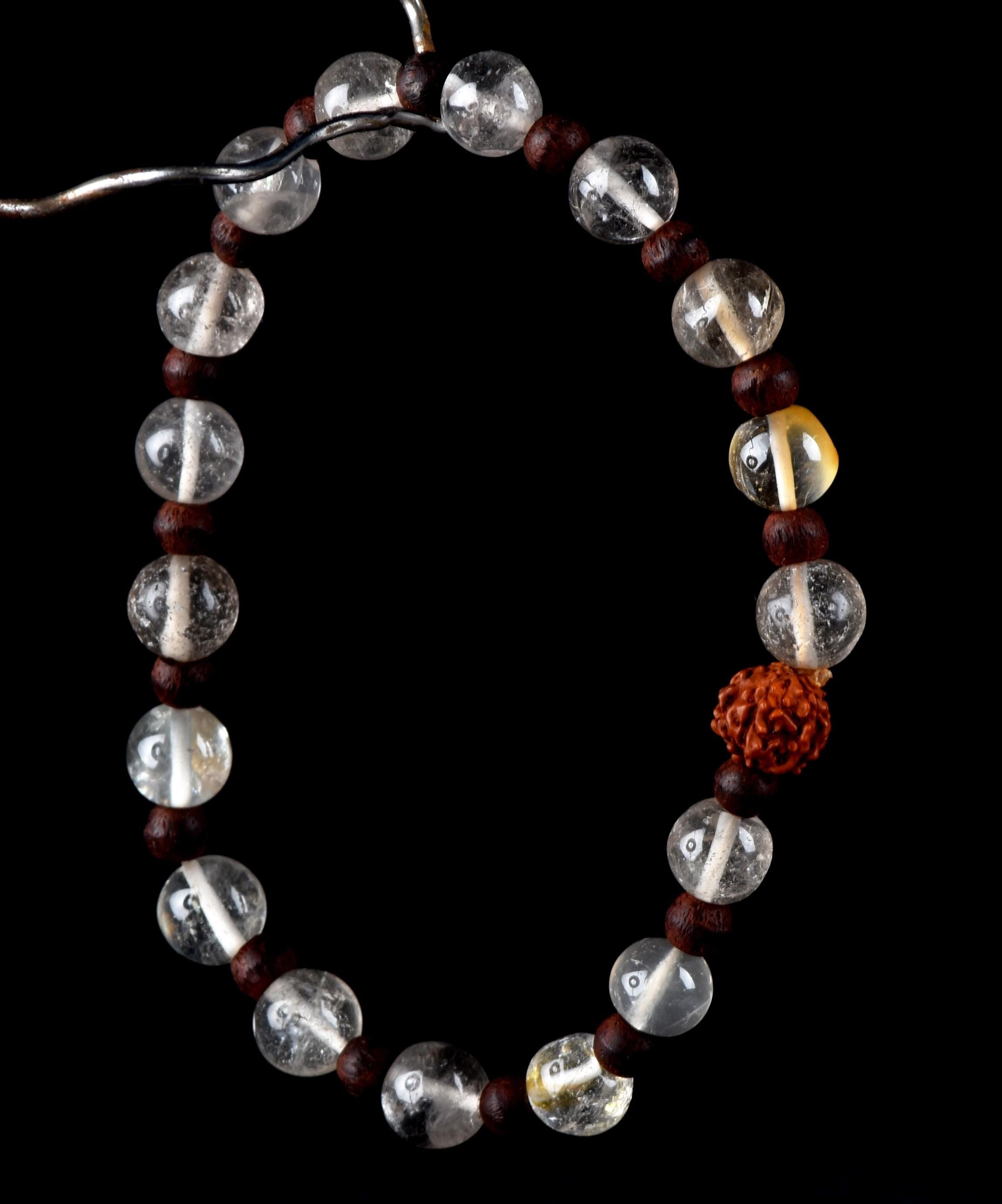 Satyaloka  region quartz  rudraksha stretchable bracelet synergy 12 crystal.#7012