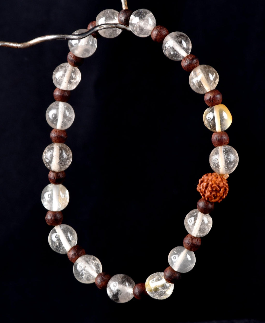 Satyaloka  region quartz  rudraksha stretchable bracelet synergy 12 crystal.#7012