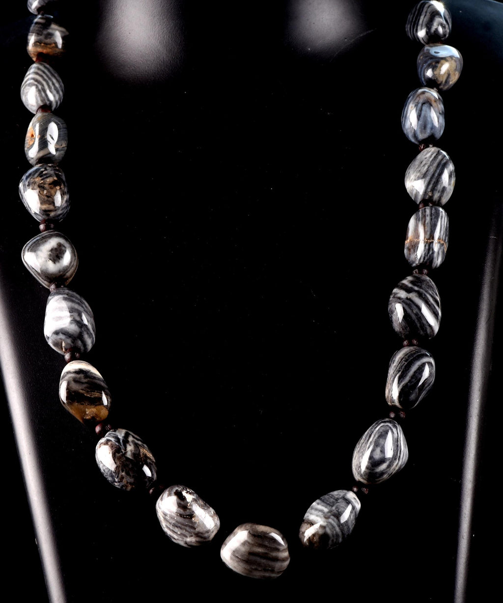 rare black /grey Suleimani rare tumble stone necklace   #7025