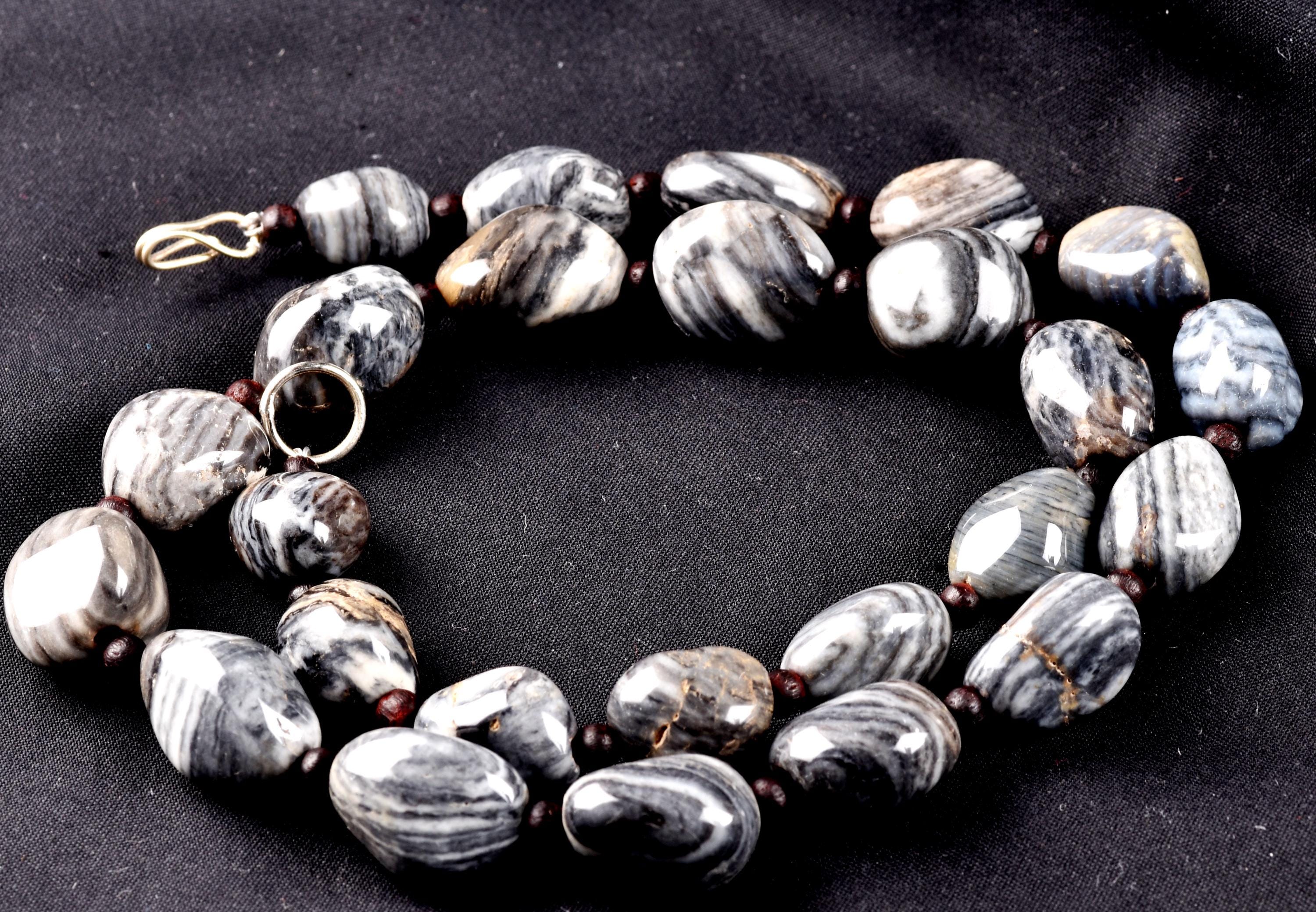 rare black /grey Suleimani rare tumble stone necklace   #7025
