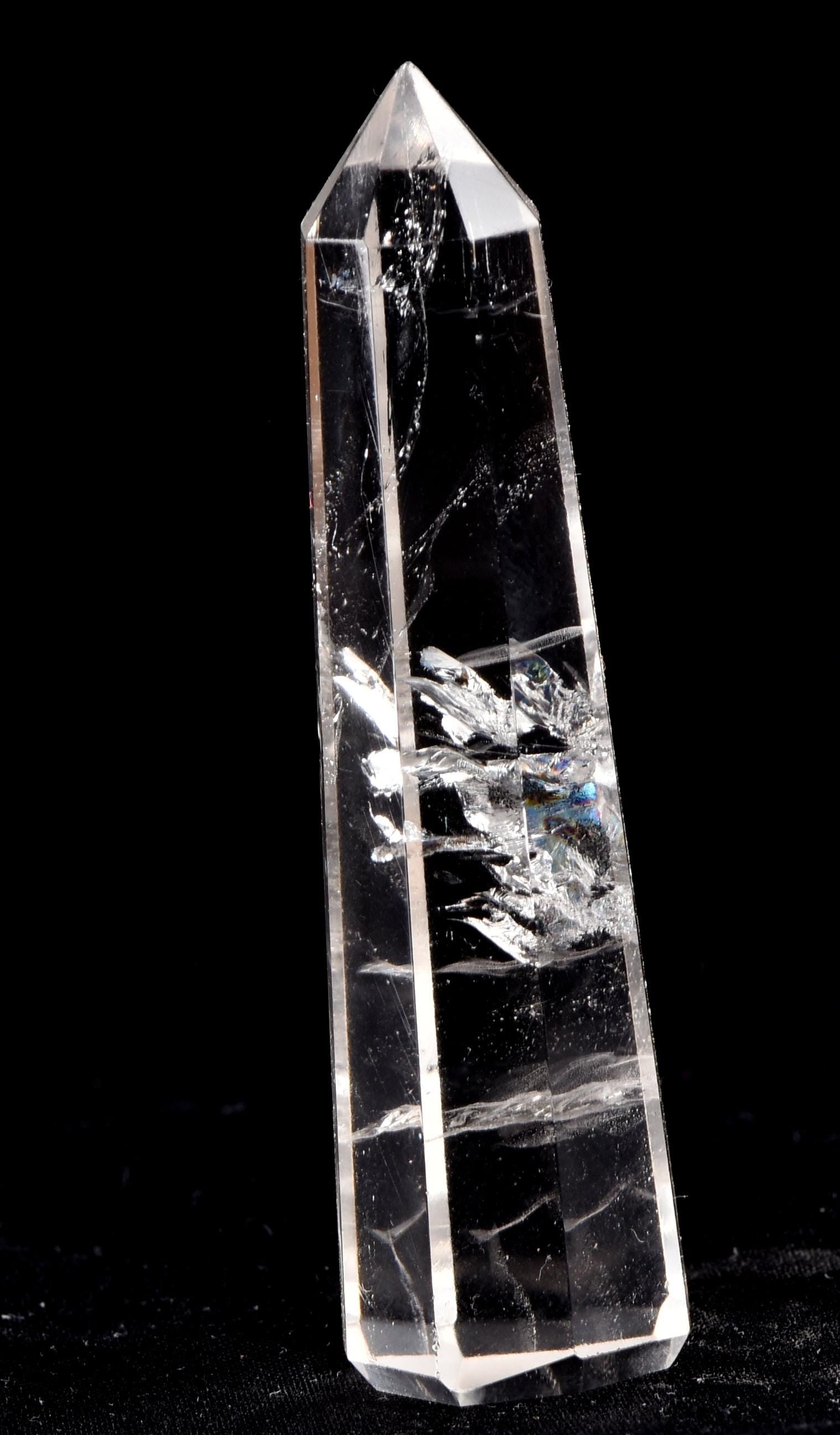 Satyaloka  quartz  8 sided obelisk rainbow  wand  High frequency synergy 12 crystal #7099