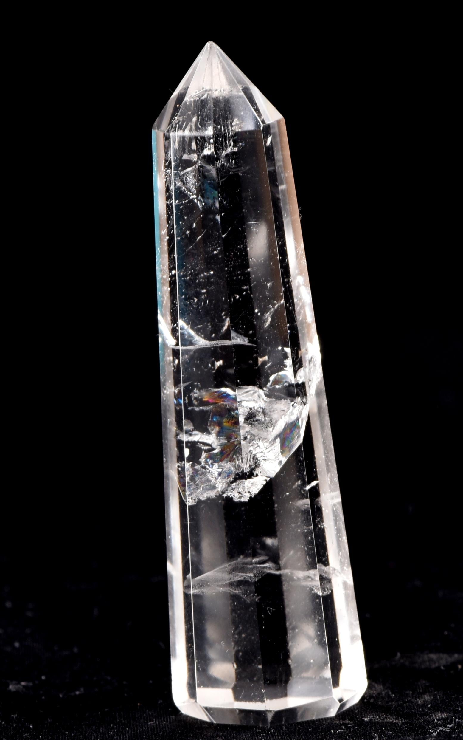 Satyaloka  quartz  8 sided obelisk rainbow  wand  High frequency synergy 12 crystal #7099