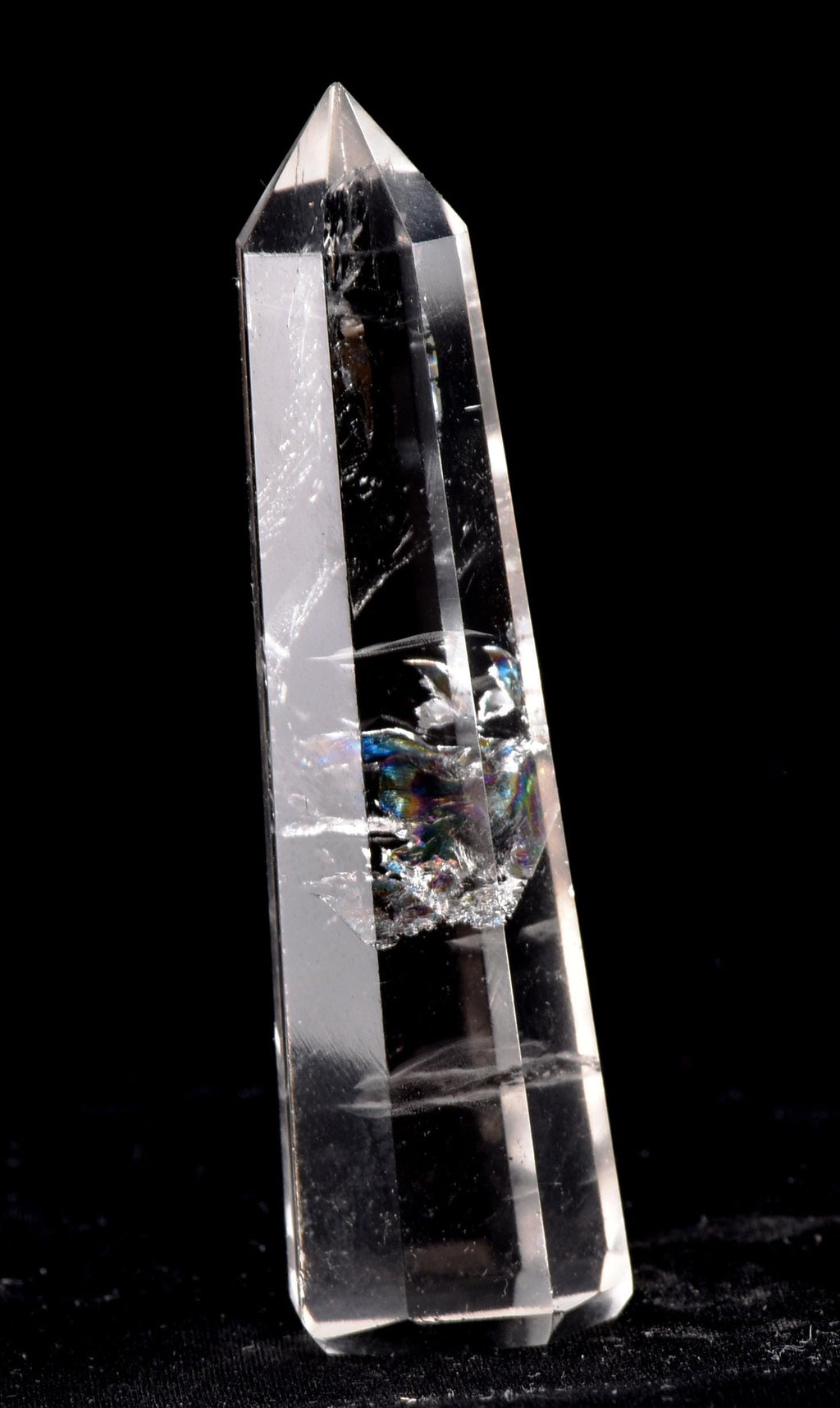 Satyaloka  quartz  8 sided obelisk rainbow  wand  High frequency synergy 12 crystal #7099