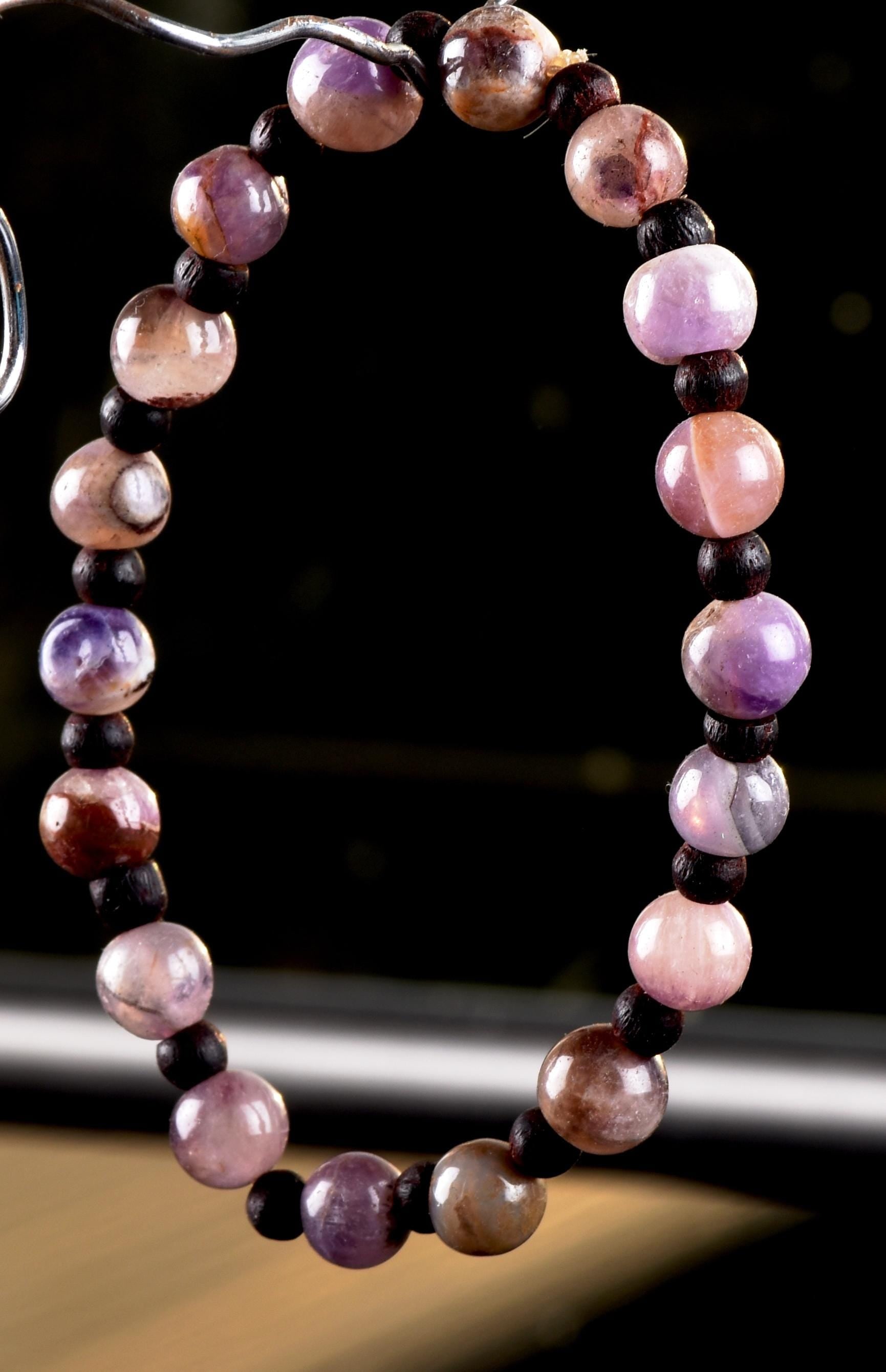Super seven 7 melody stone bracelet with red sandalwood   Purifies, balances and energizes all of the Chakras and Auric bodies 7072