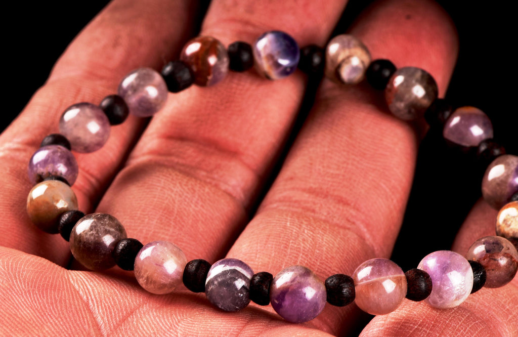 Super seven 7 melody stone bracelet with red sandalwood   Purifies, balances and energizes all of the Chakras and Auric bodies 7072
