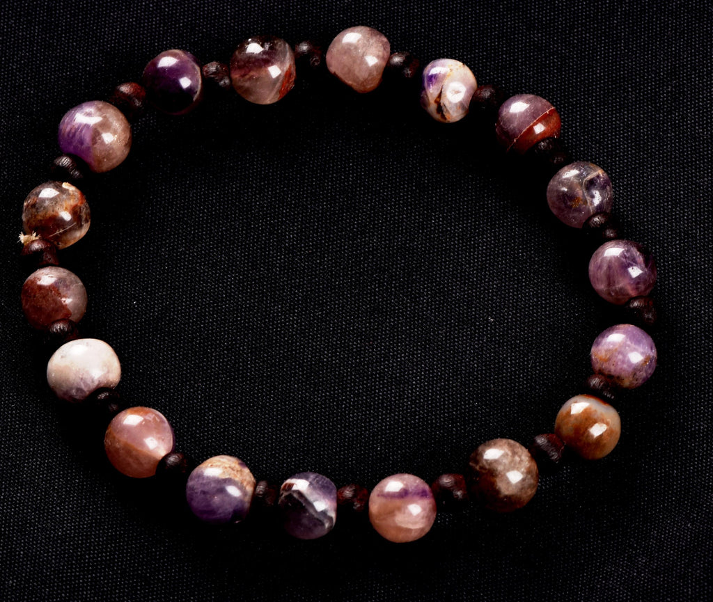 Super seven 7 melody stone bracelet with red sandalwood   Purifies, balances and energizes all of the Chakras and Auric bodies 7072